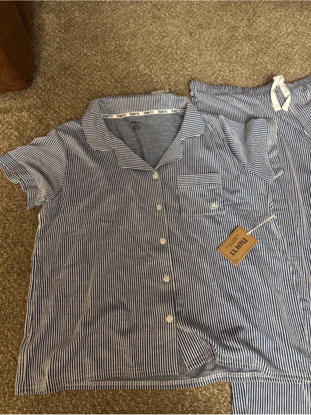 Brand new with tags Pajama-Style Button-Up Shirt - Blue & White Stripes